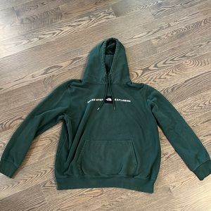 North Face never stop exploring hoodie forest green size xl